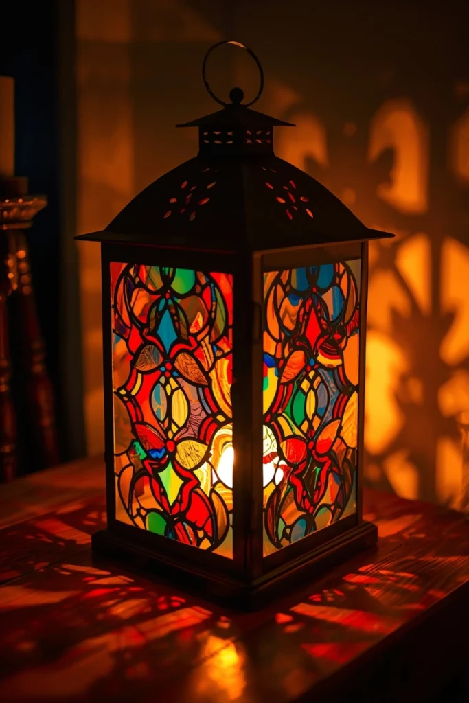 Lantern with Stained Glass Effect