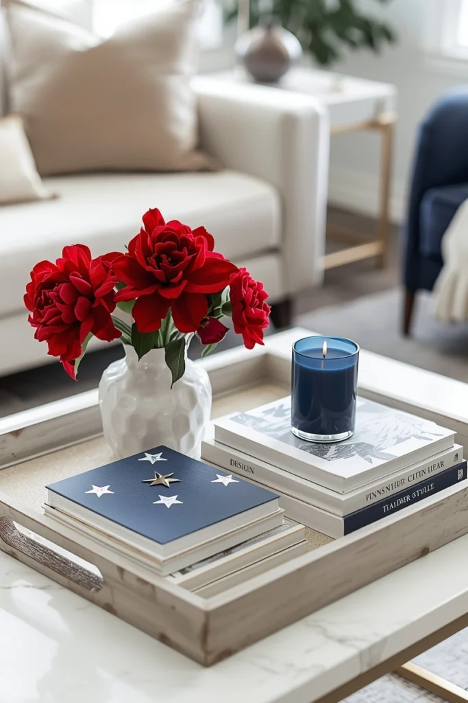 Minimalist Patriotic Coffee Table Styling