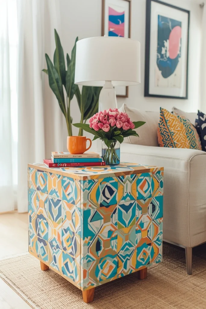 Painted Pattern Accent Table