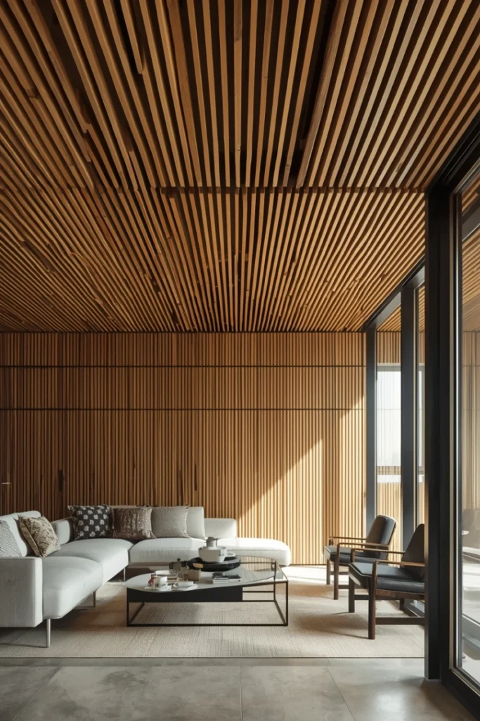 Minimal Wood Slat Ceiling