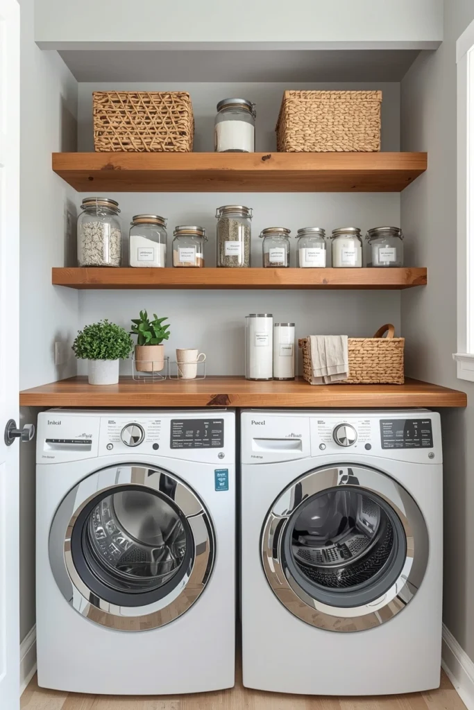 Built-In Open Shelving Above Appliances