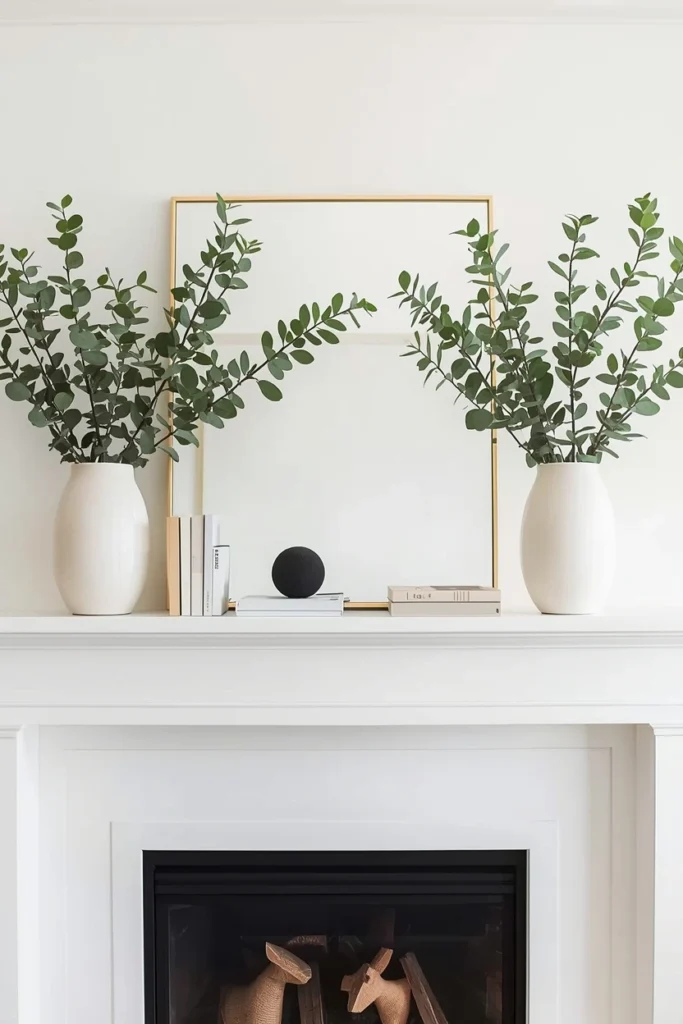 Minimalist White and Green Botanical Display