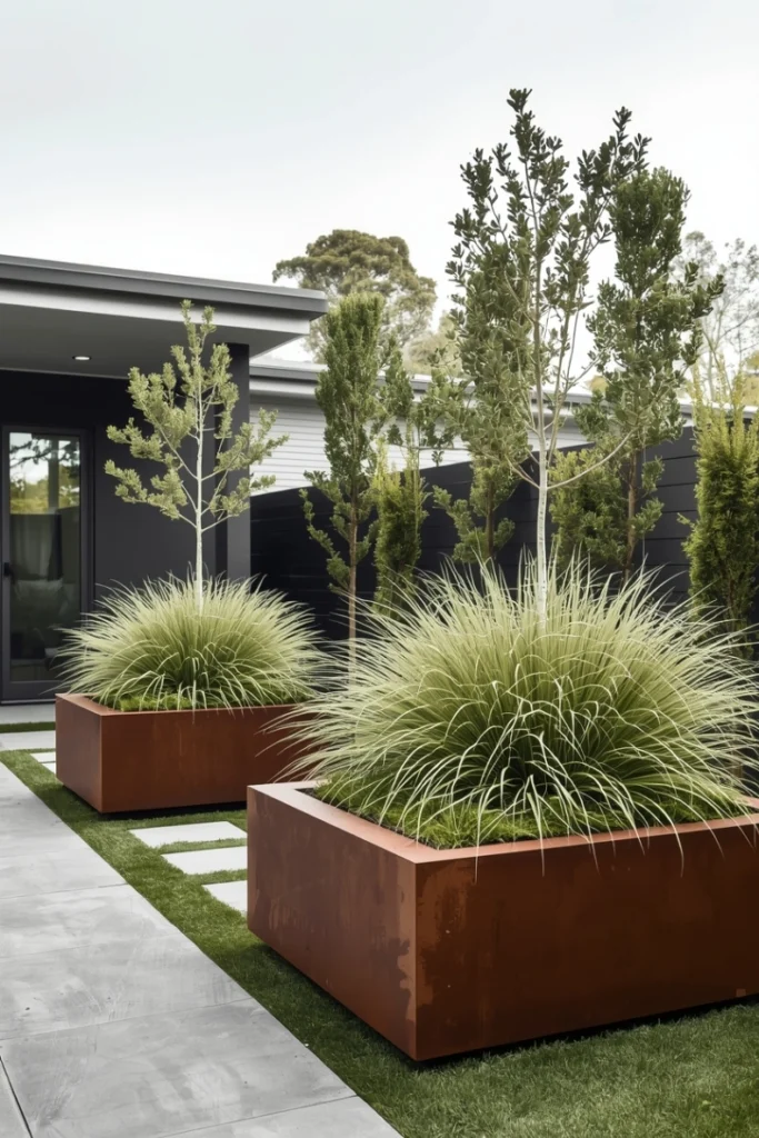 Raised Planter Boxes With Architectural Shape