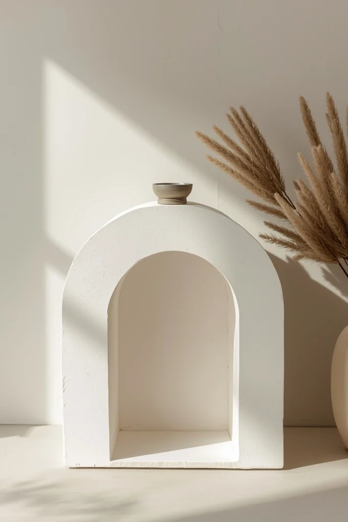 Sculptural Plaster Arch Candle Holder