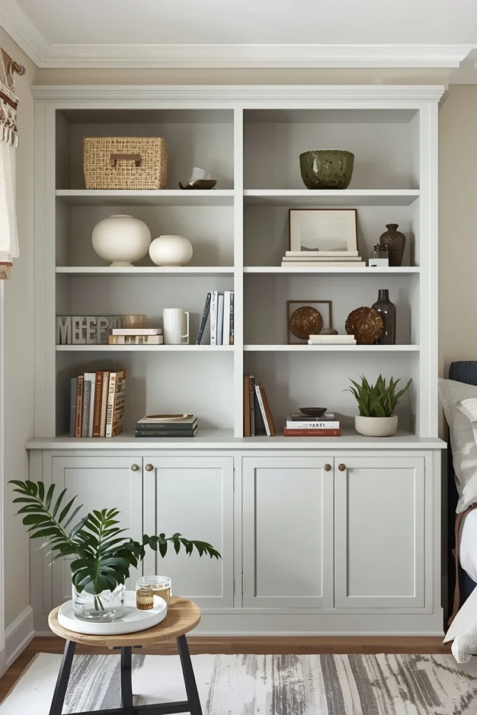 Bedroom Built-In Shelving Wall