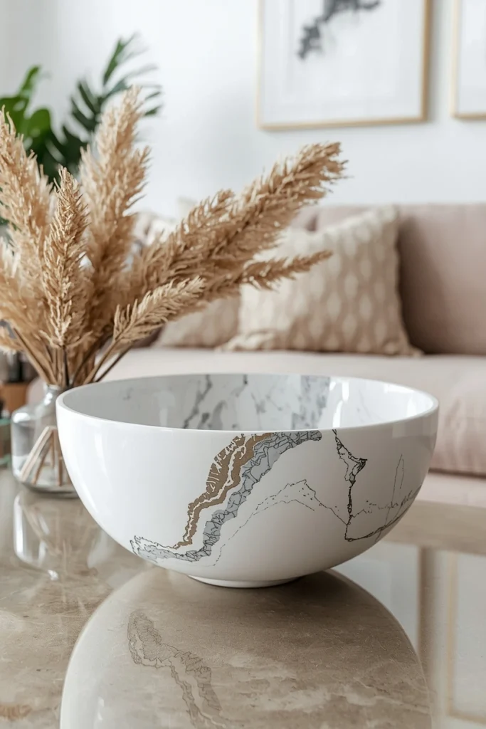 Marble Effect Painted Bowl