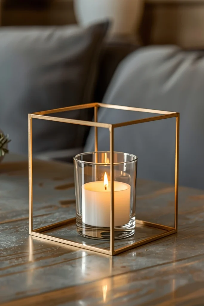 Brushed Gold Geometric Frame Holder