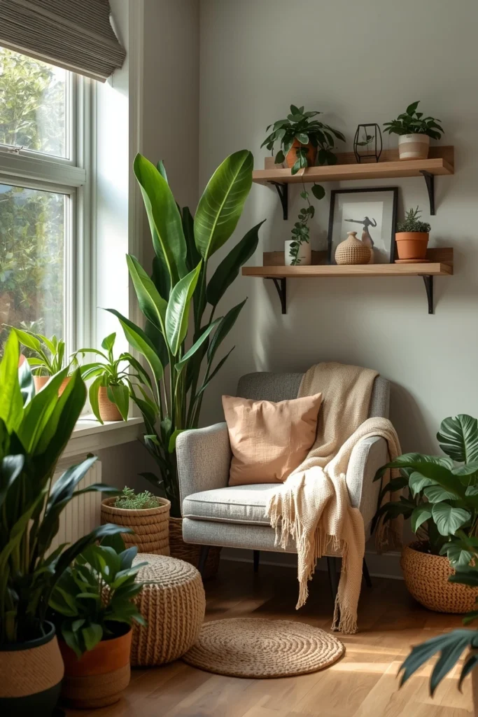 Cozy Reading Nook with Greenery