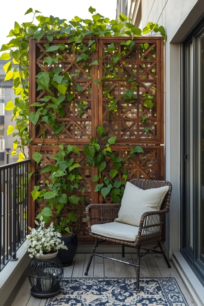 Lattice Panels With Climbing Vines