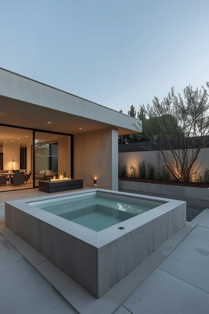 Modern Minimalist Concrete Jacuzzi