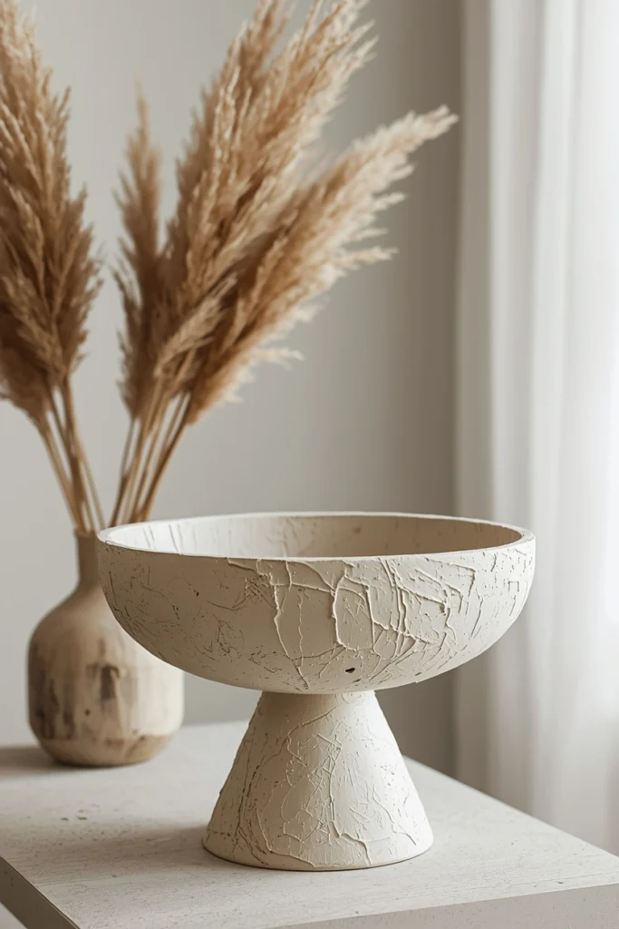 Textured Plaster Pedestal Bowl