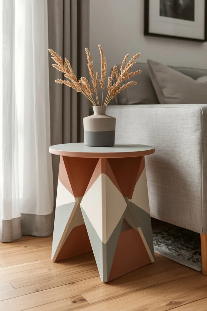 Abstract Painted Accent Stool