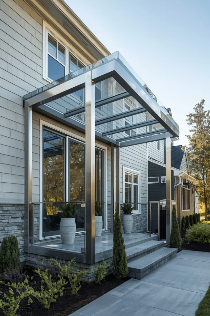 Glass and Metal Combination Awning