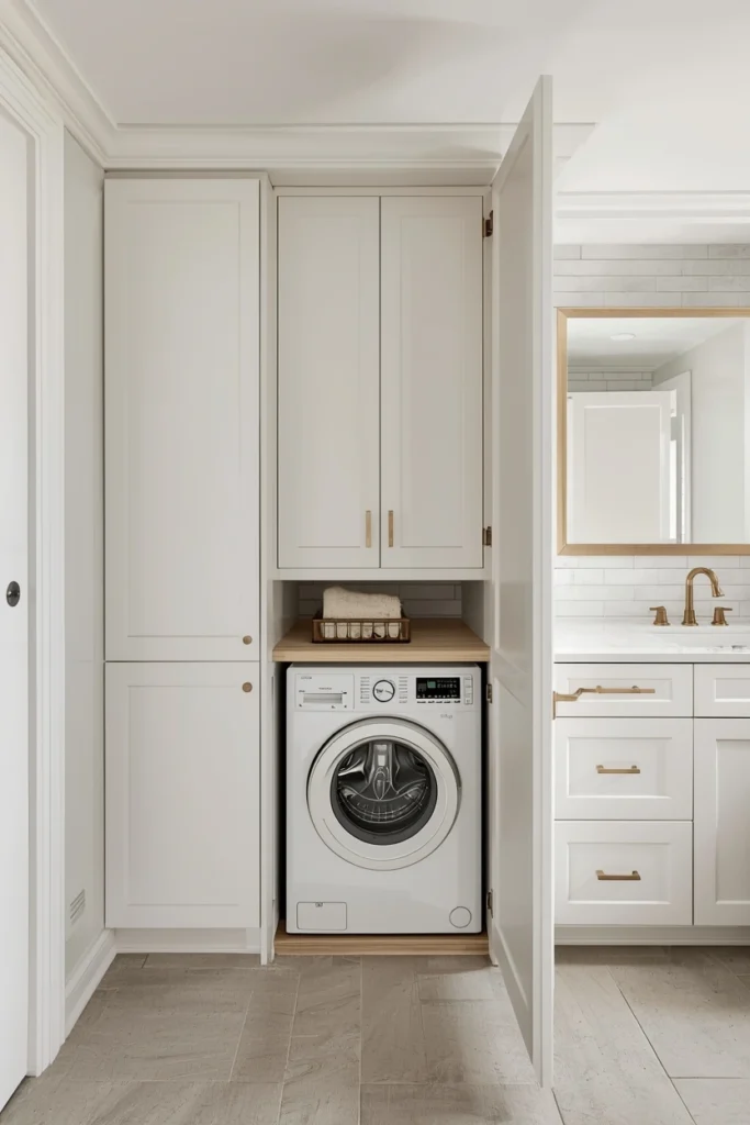 Hidden Laundry in a Bathroom Vanity Extension