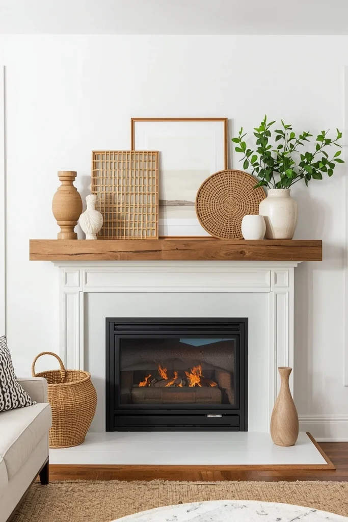 Light Wood and Rattan Accents