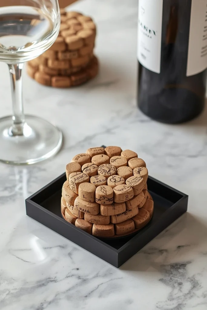 Modern Wine Cork Coaster Set
