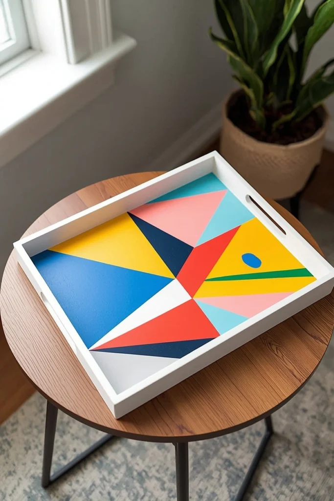 Painted Geometric Pattern Tray