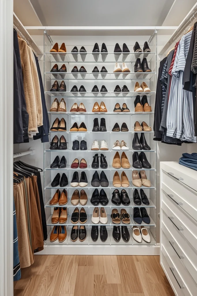 Vertical Shoe Storage for Floor Clarity