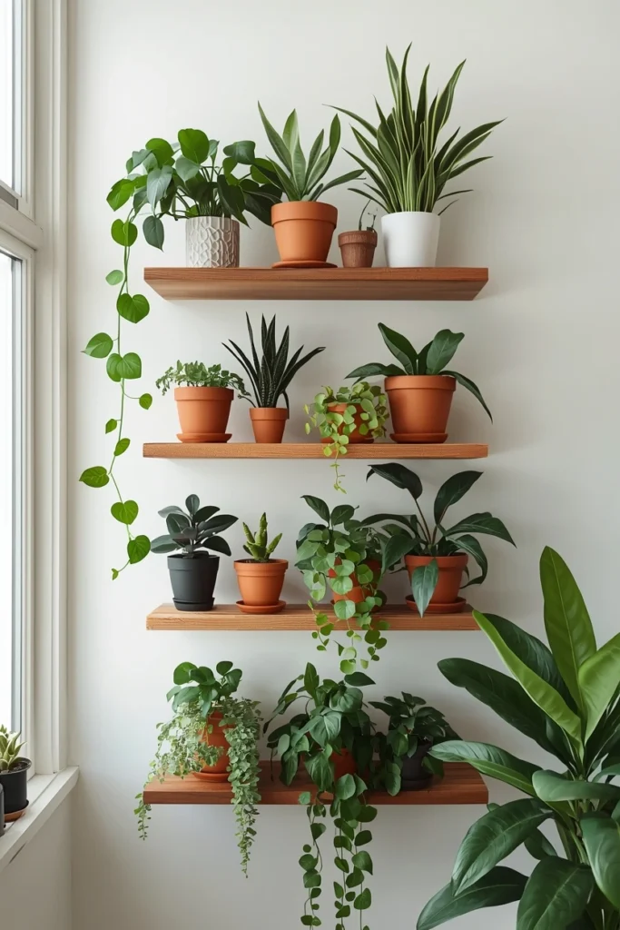 Floating Shelf Plant Wall