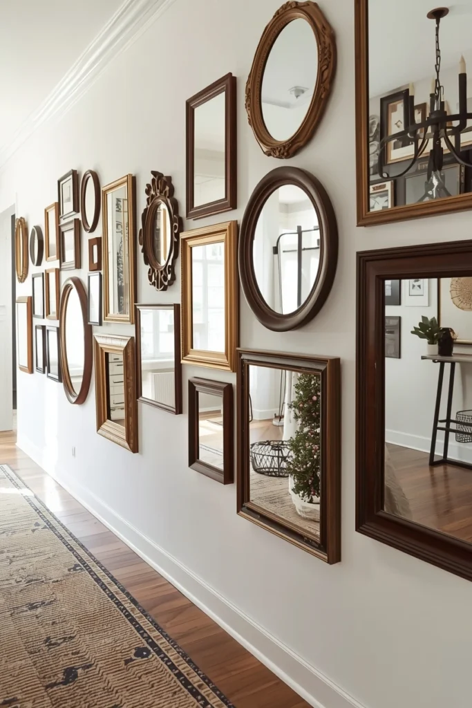 Gallery Wall of Mixed Mirrors
