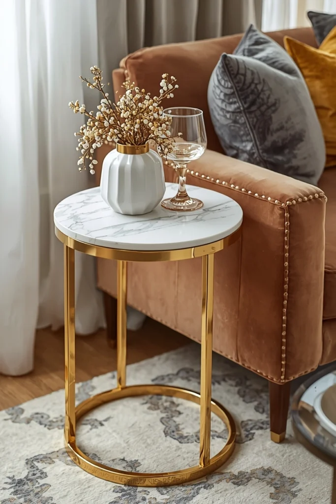 Marble Top Glam Accent Table