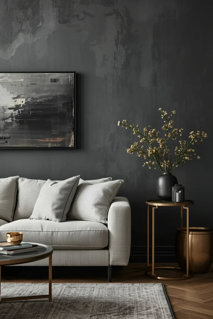 Moody Charcoal Limewash Living Room