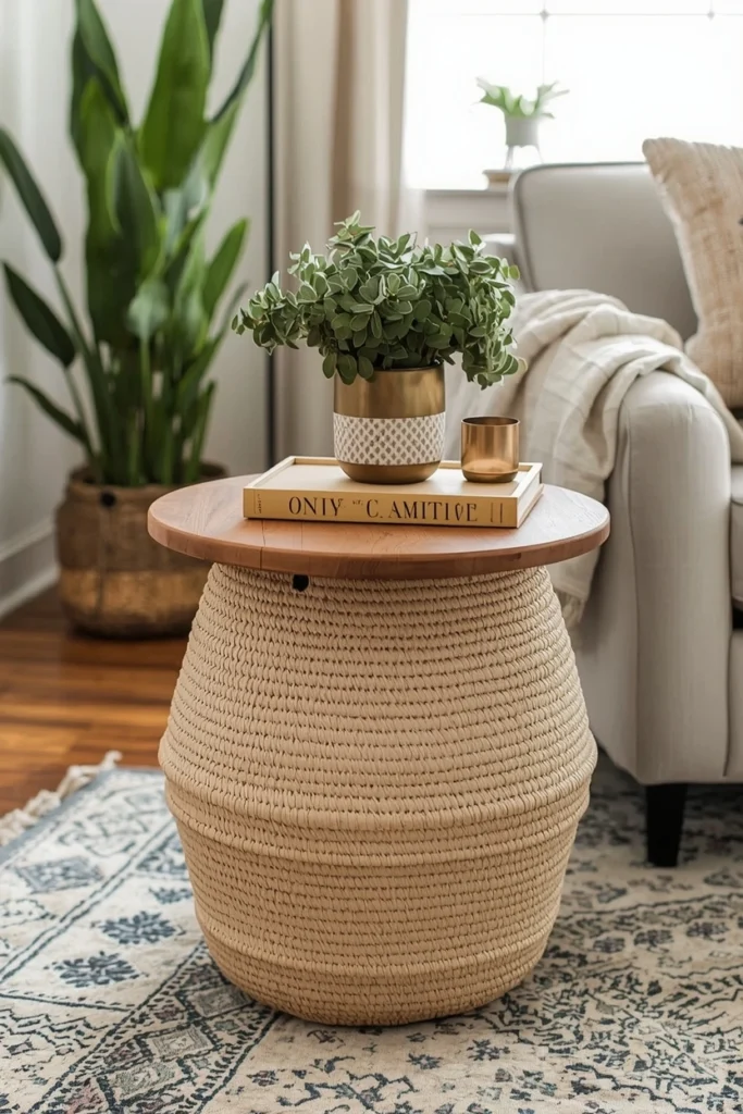 Boho Woven Basket Table