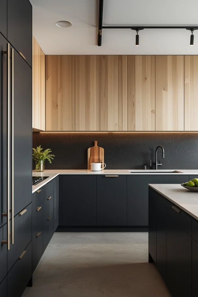 Charcoal and Light Wood Cabinets