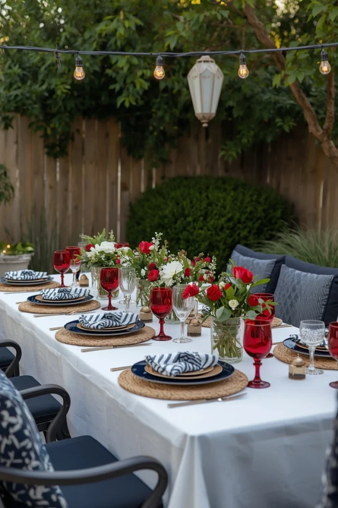 Chic Outdoor Dining Setup in Coordinated Tones
