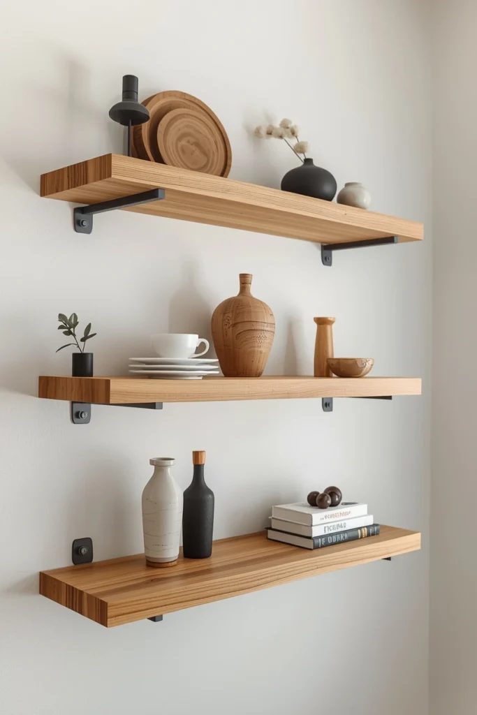 Floating Solid Wood Shelves