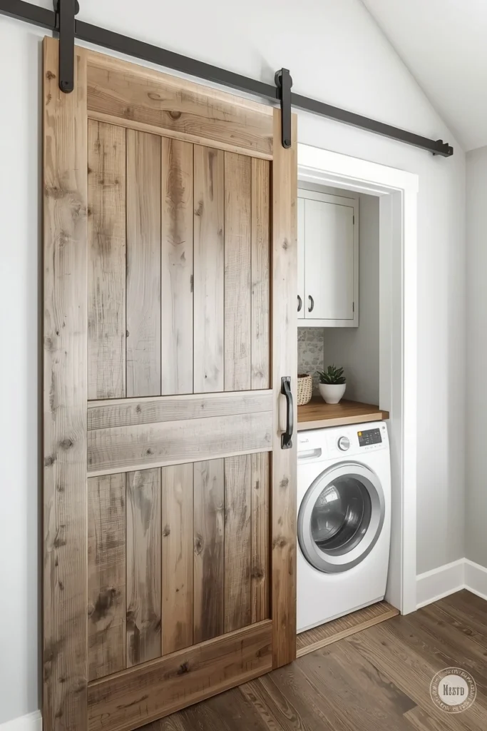 Laundry Behind a Sliding Barn Door