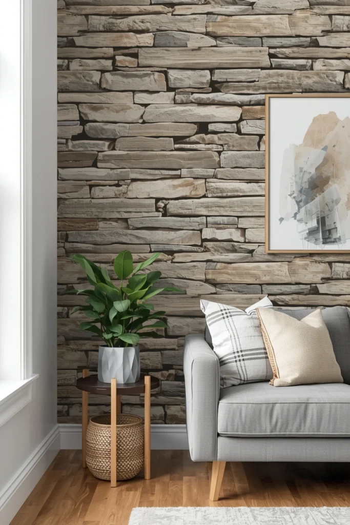 Peel-and-Stick Faux Stone Wallpaper