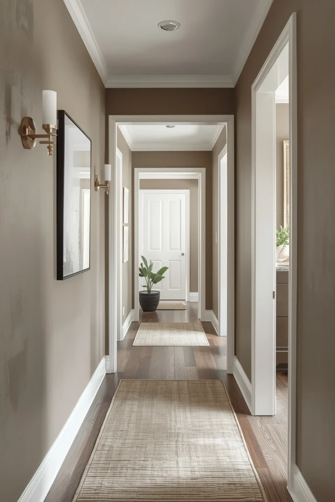 Warm Taupe Limewash Hallway