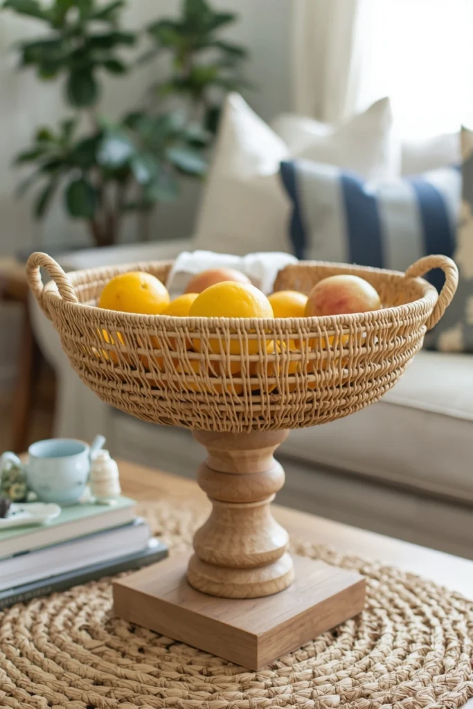 Woven Basket Pedestal Bowl
