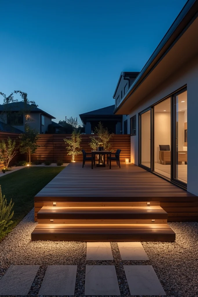 Wooden Deck With Floating Effect