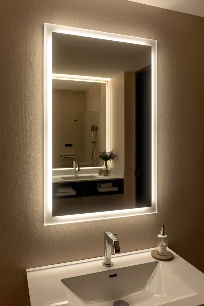 LED Backlit Floating Mirror