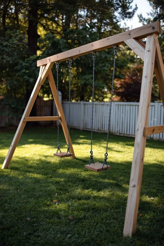 Classic A Frame Wooden Swing Set