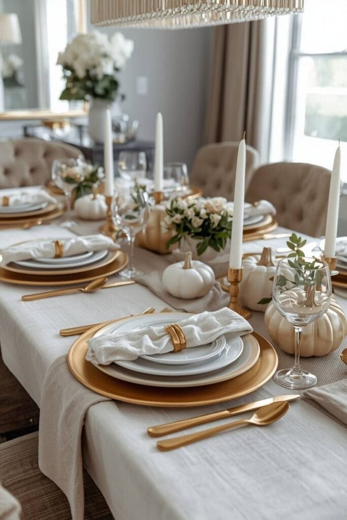 Contemporary Thanksgiving Table With Metallic Accents