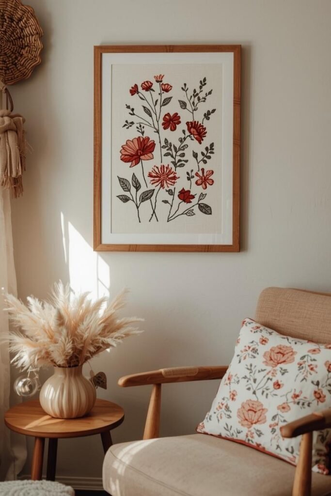 Embroidered Fabric as Wall Art