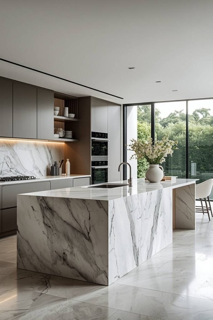 Install a Waterfall Countertop for a Bold Look