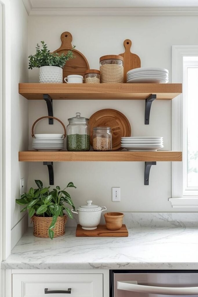 Kitchen Shelves with Functional Decor