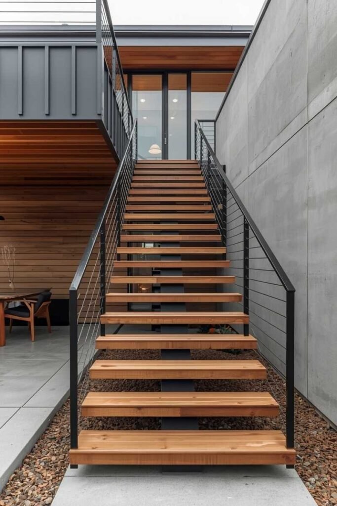 Mixed Material Outdoor Stair Designs