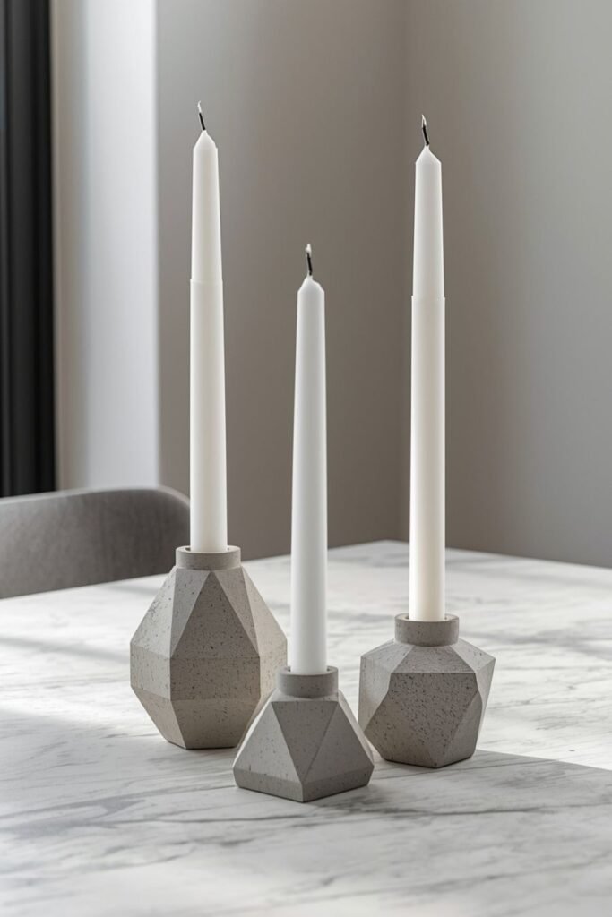 Sculptural Concrete Candle Holders