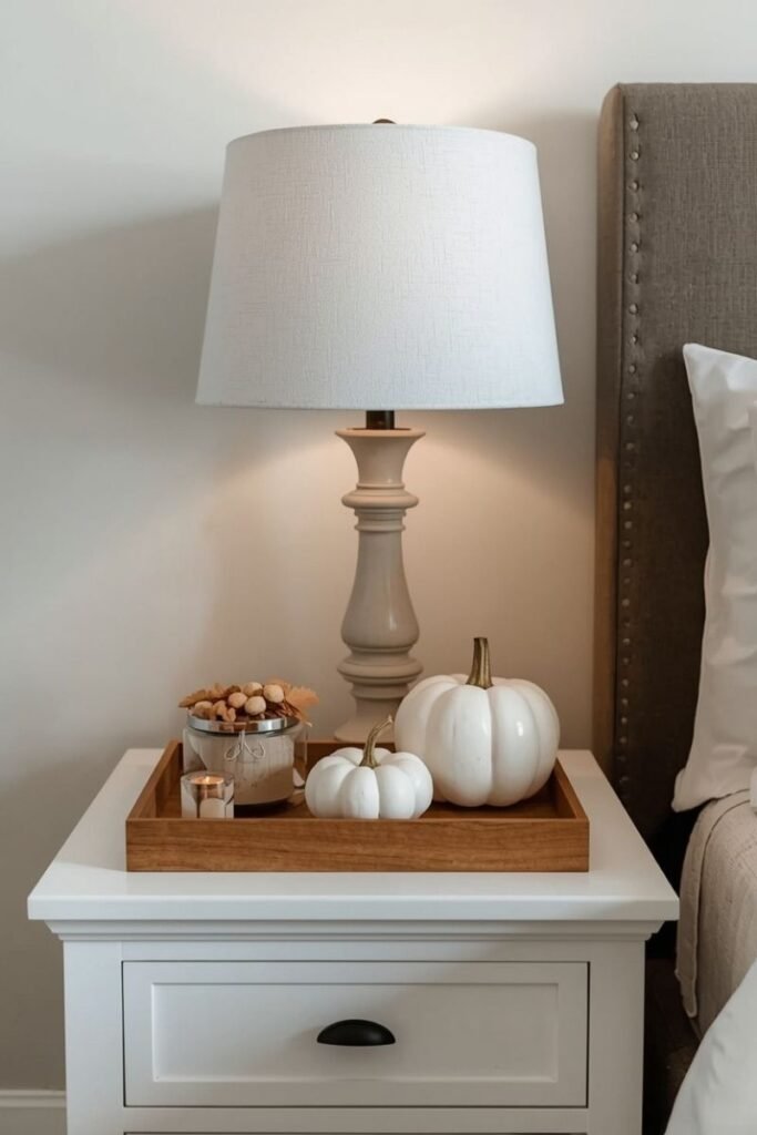Subtle Pumpkin Decor on Nightstands