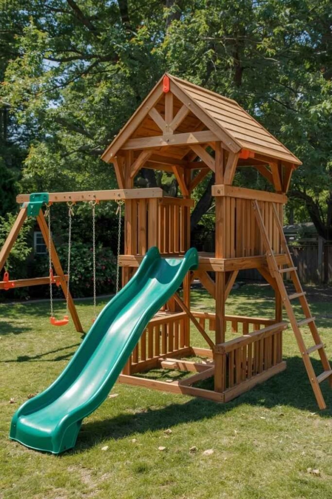 Swing Set with Attached Slide