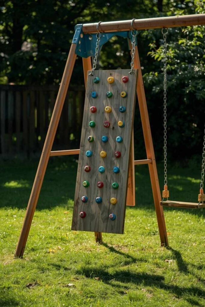 Swing Set with Climbing Wall
