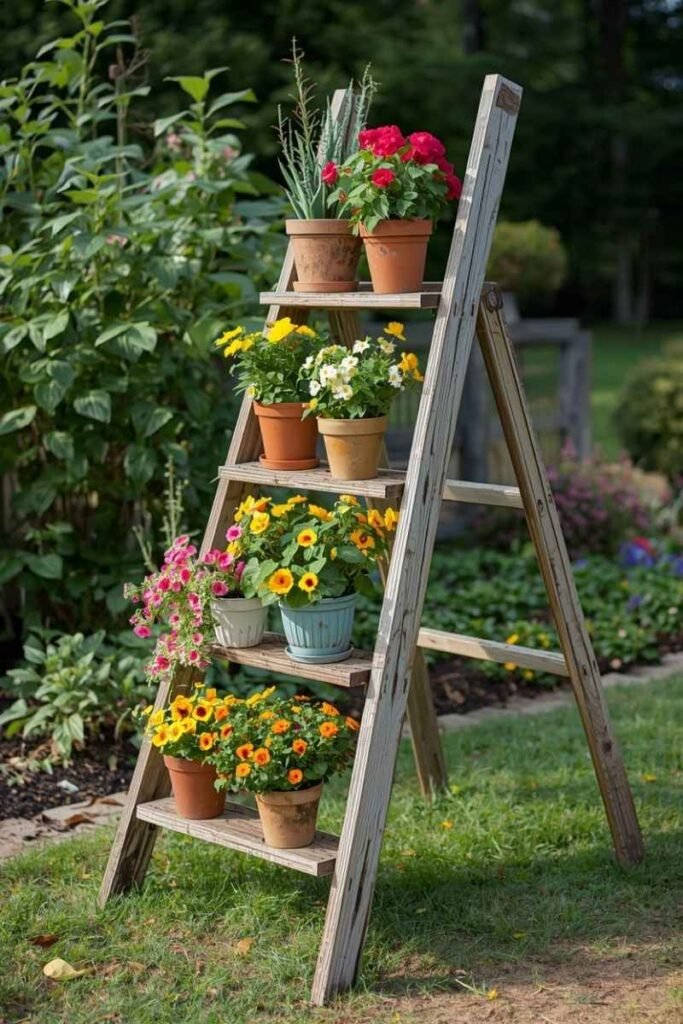 Upcycled Ladder Plant Stand