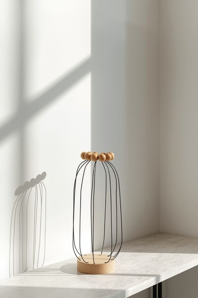 Wire and Bead Linear Sculpture