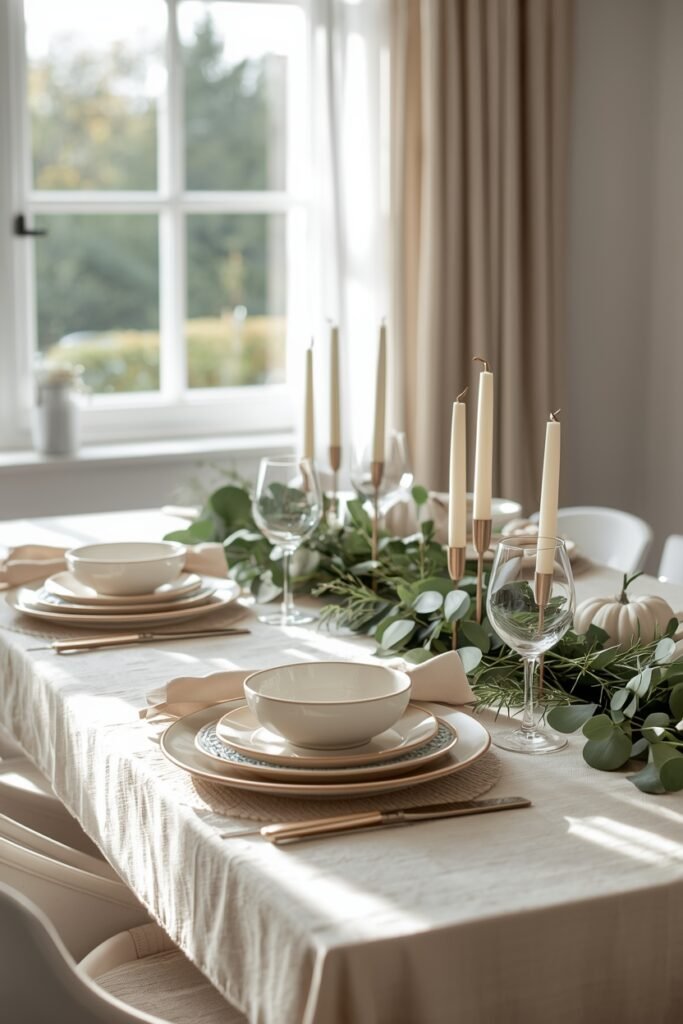 Modern Thanksgiving Table With Soft Neutrals