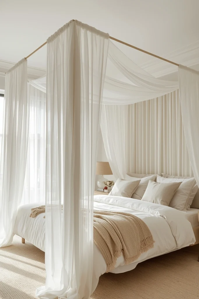 Sheer White Draped Canopy for Soft Romantic Elegance